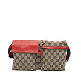 グッチ GGキャンバス ウエストバッグ ボディバッグ 28566 ベージュ レッド キャンバス レザー レディース GUCCI 【中古】